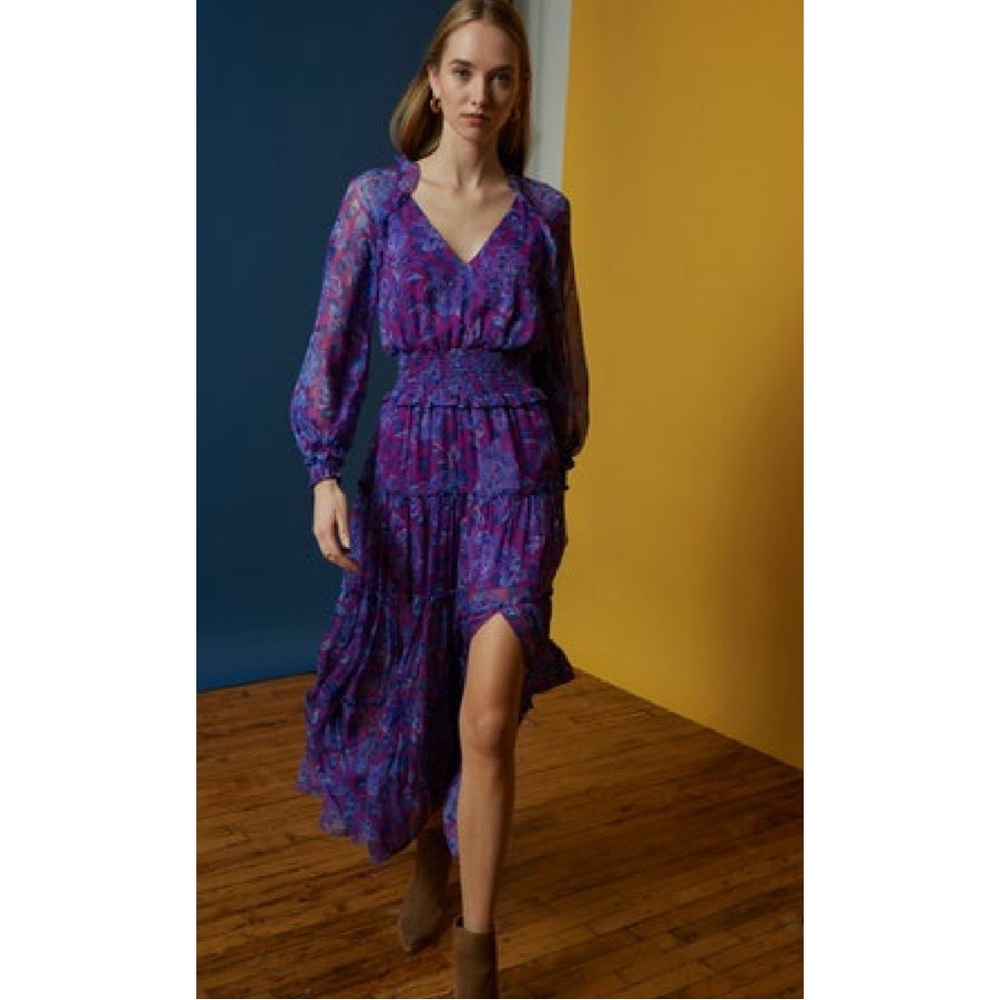 Gilner Farrar Maxi Dress Purple Floral Size Small